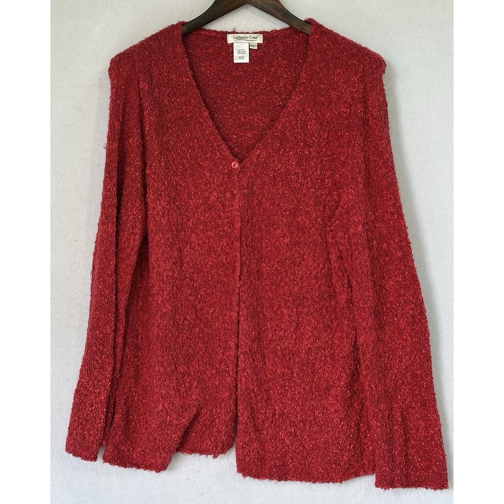 Coldwater Creek Cardigan Sweater Beautiful Red Soft Comfy Women's Sz 1X Plus